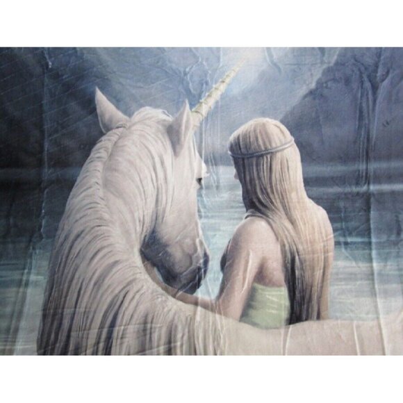 New Anne Stokes Lakeside Unicorn Plush Throw Gift Blanket Sherpa Fairy Fleece - Picture 3 of 4